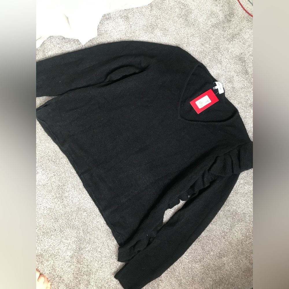 Evereve Black Ruffle Sweater